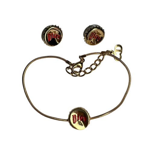 Chirstian Dior Bottle Cap Motif Chain Bracelet