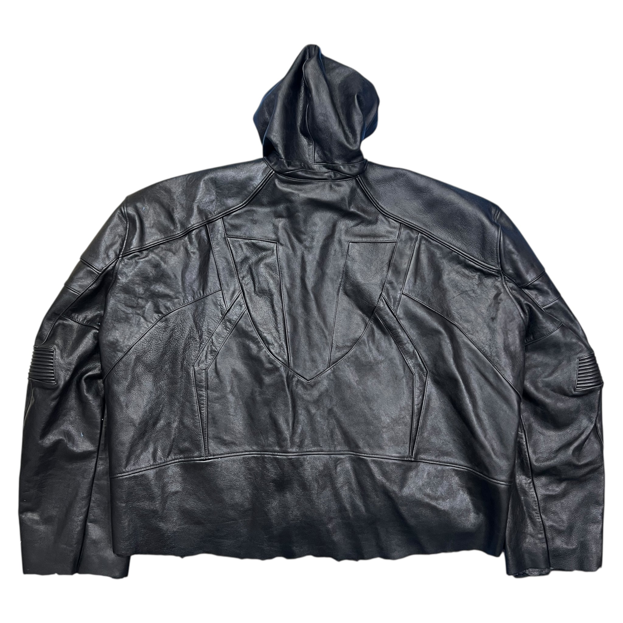 BALENCIAGA 2024SS Demna Gvasalia Leather Hooded Biker Jacket