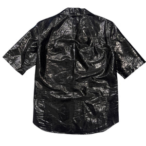 Alexander McQueen Glossy Embossed Pattern Short Sleeve Shirts