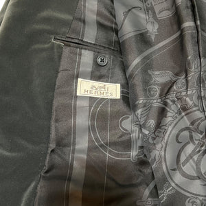 Hermes Velvet Silk Print Liner Tailored Jacket Margiela