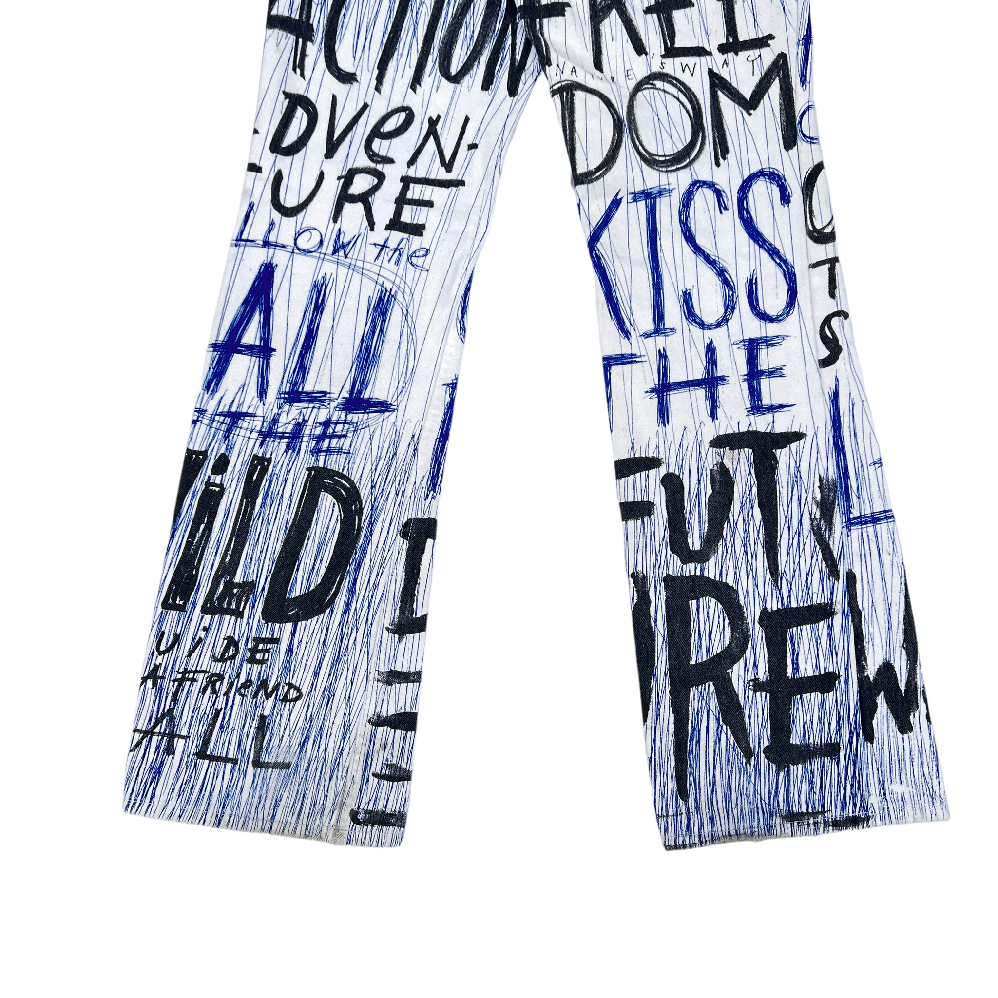 W&LT 1997AW GRAFFITI DENIM PANTS WHITE WALTER VAN BEIRENDONCK