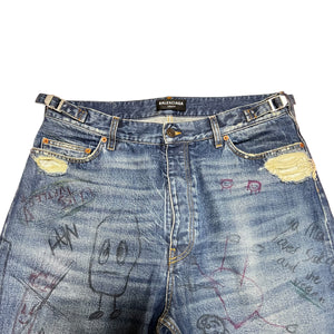 BALENCIAGA 2022AW DISTRESSED HEM GRAFFITI JEANS