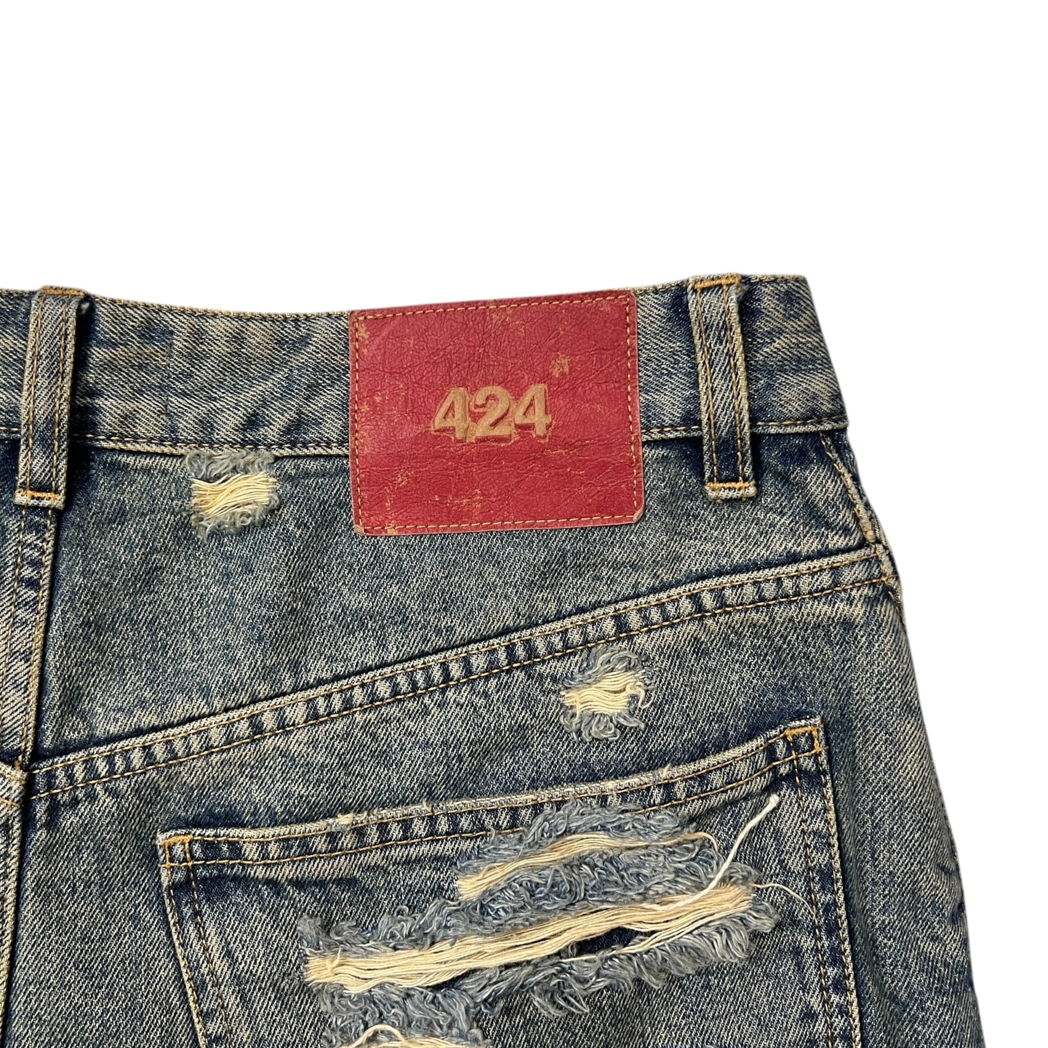 424 “Big Daddy” Destroyed Denim Shorts