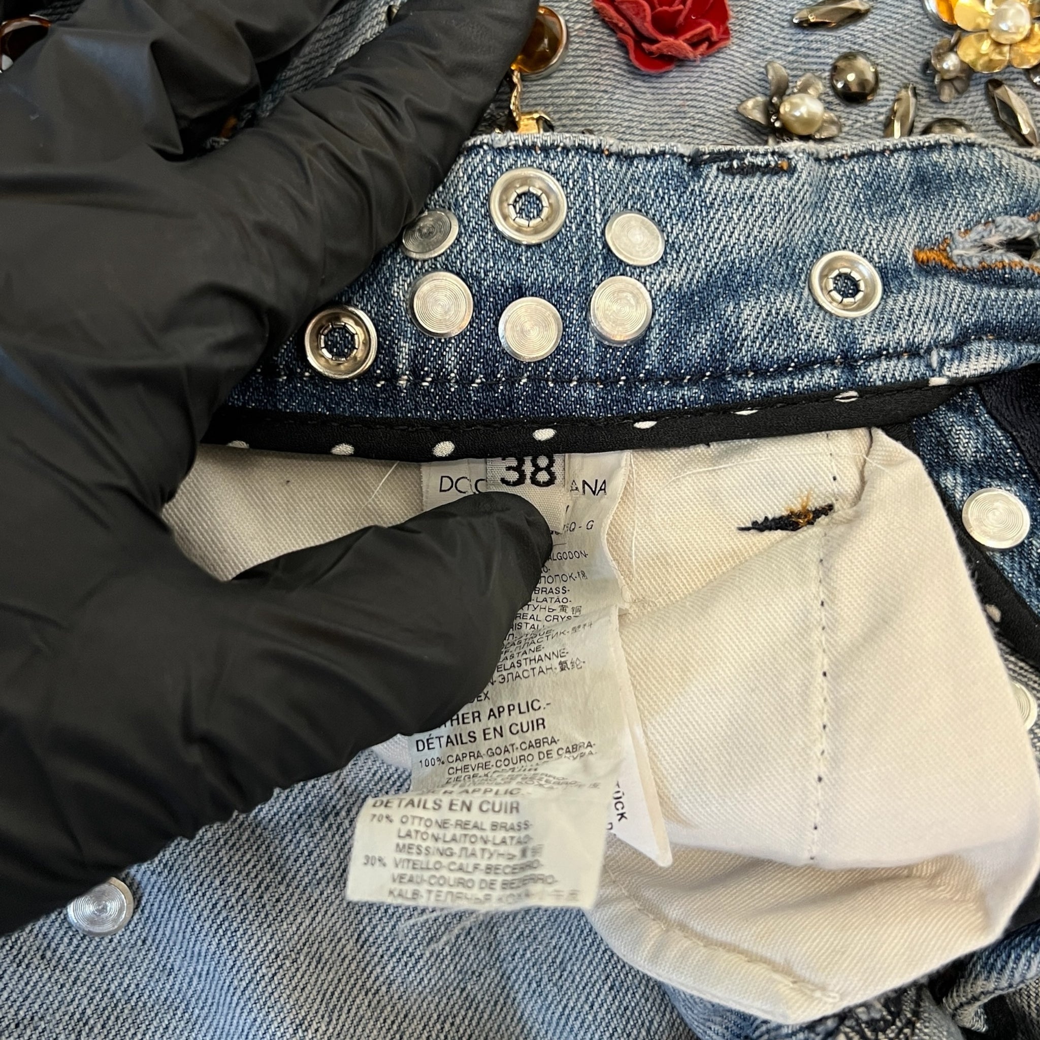 DOLCE&GABBANA 2015SS Embellished Denim Pants