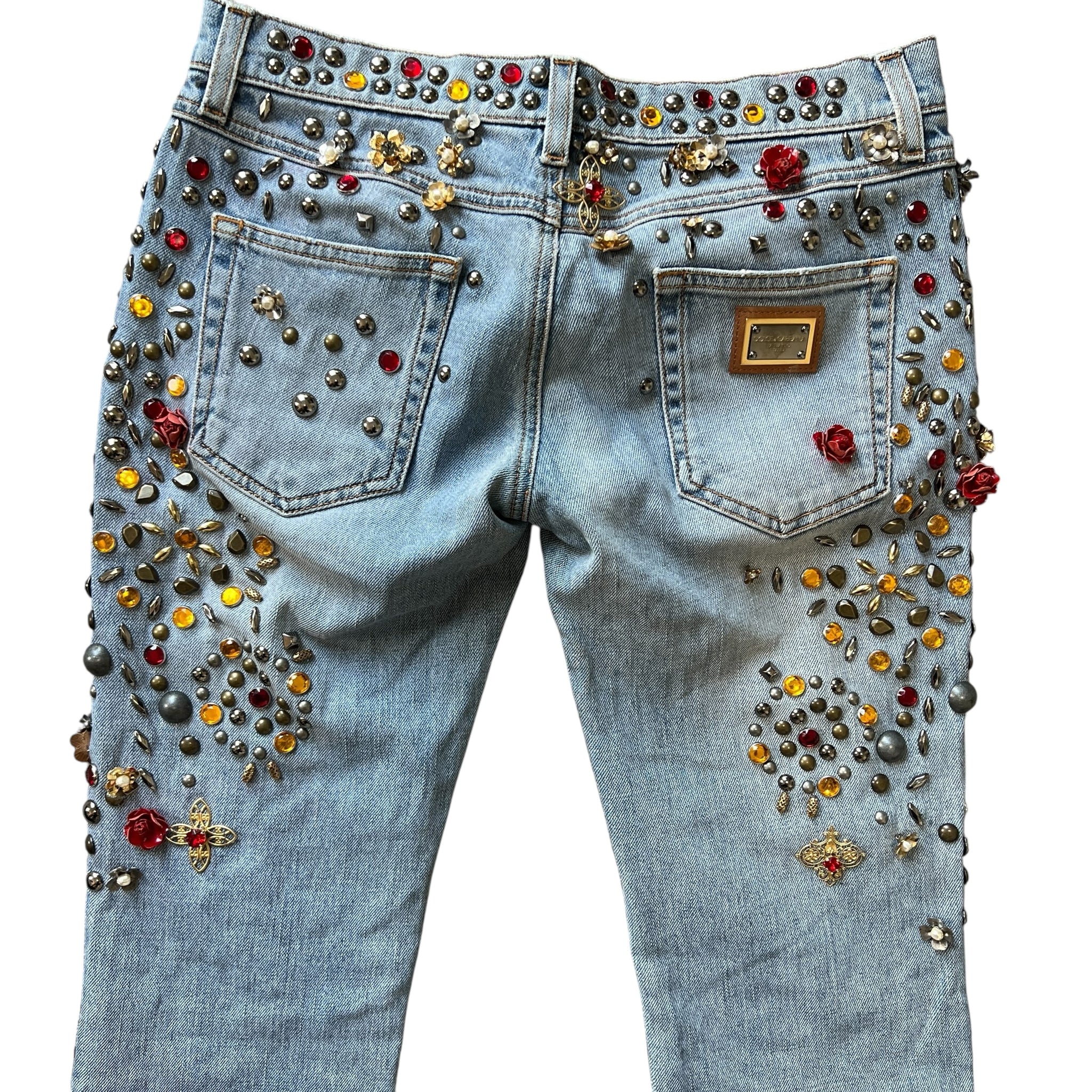 DOLCE&GABBANA 2015SS Embellished Denim Pants