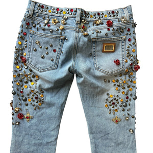 DOLCE&GABBANA 2015SS Embellished Denim Pants