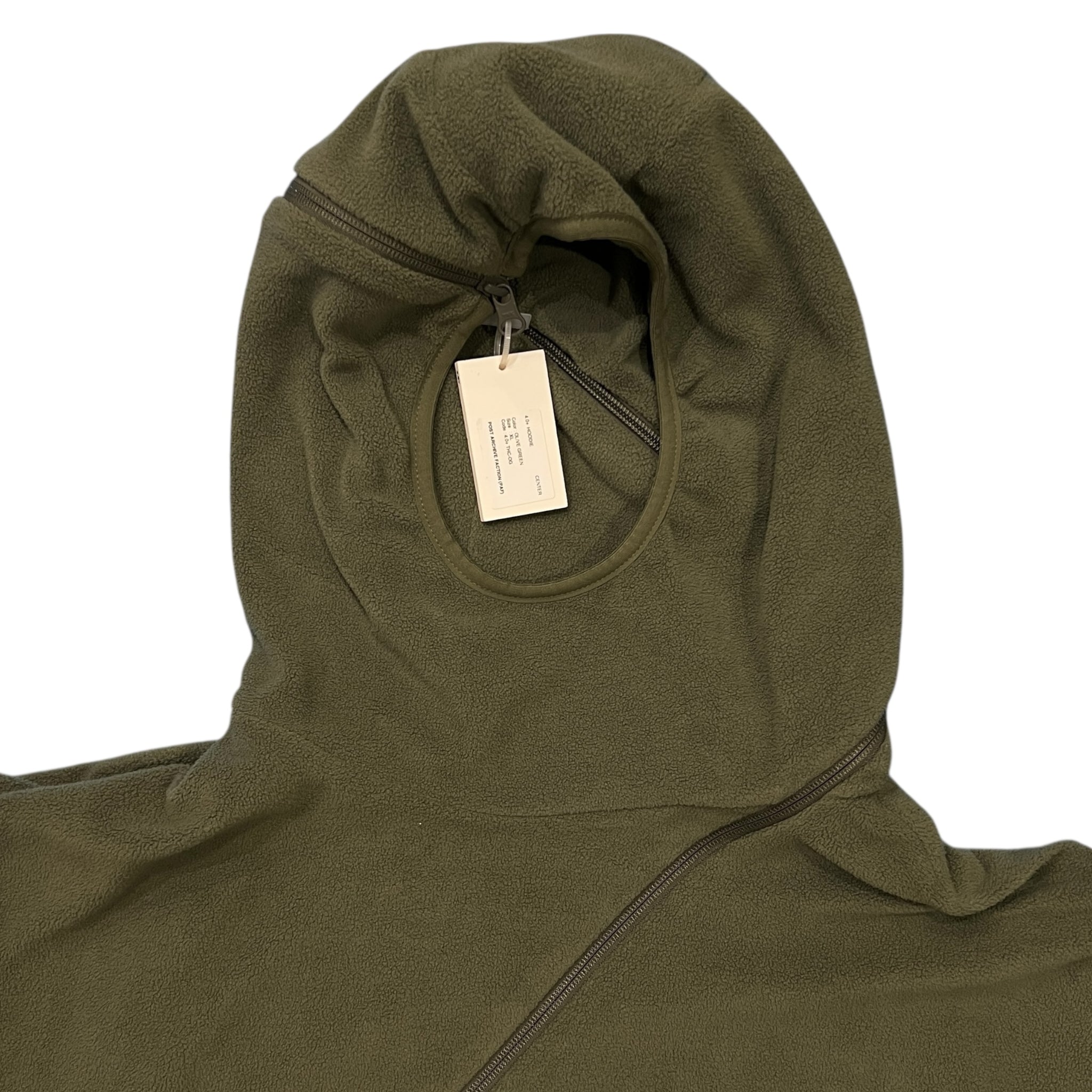 POST ARCHIVE FACTION (PAF) 4.0+ 'CENTER' HOODIE / OLIVE GREEN