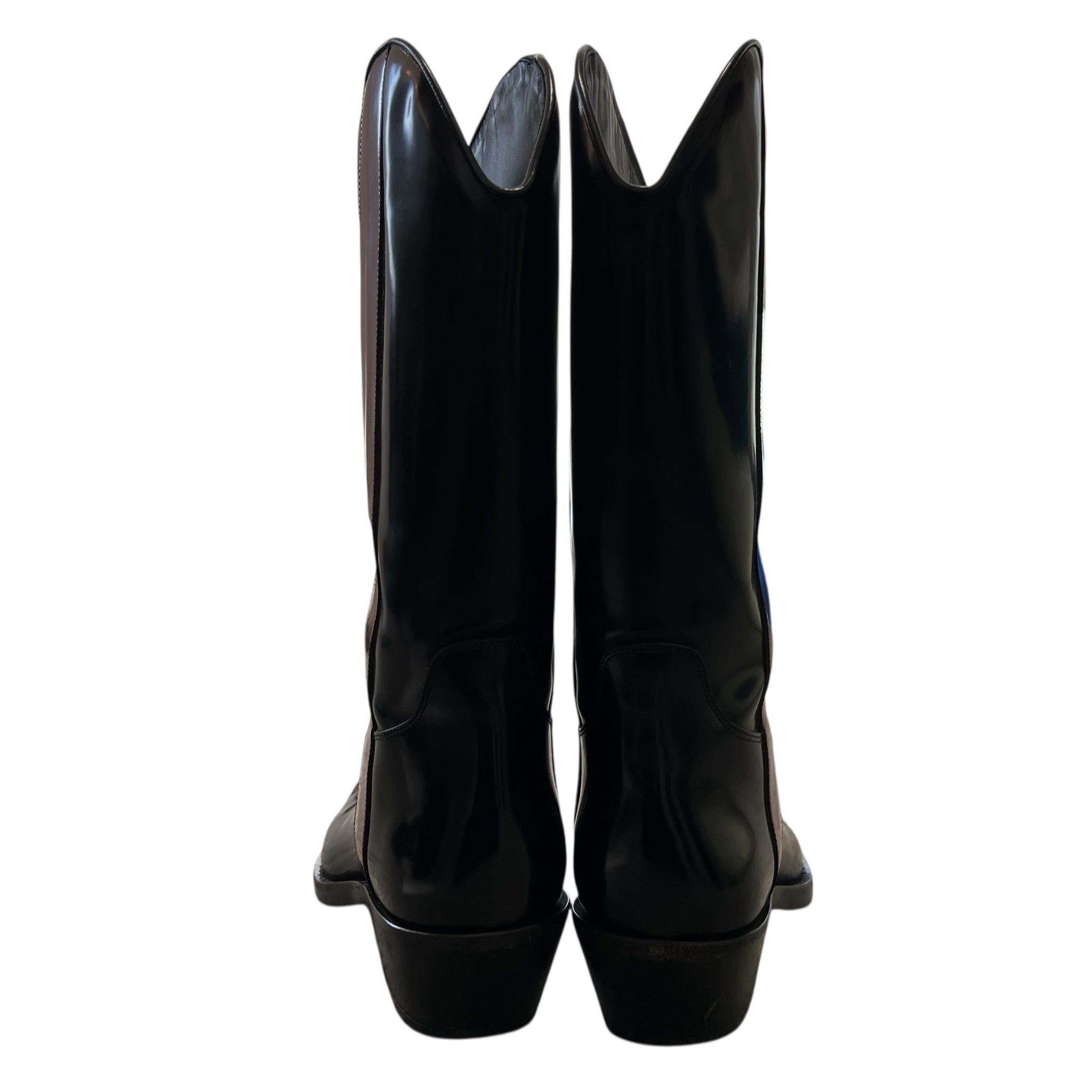 CALVIN KLEIN 2017 Fall Winter RAF SIMONS One Striped Metal Toe Western Cowboy Leather Boots