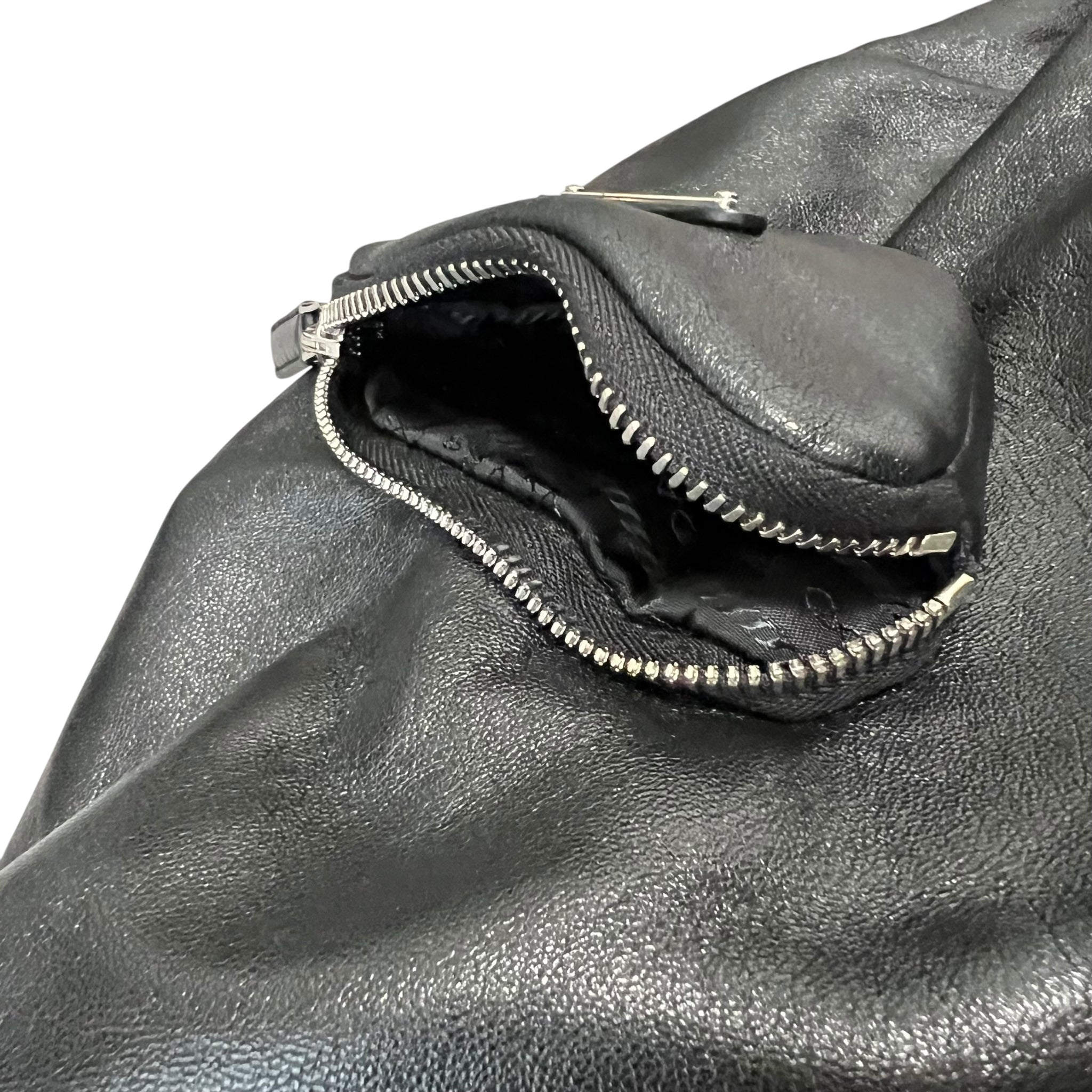 PRADA Raf Simons 21AW Rum Skin Triangle Nappa Leather Oversized Bomber Jacket