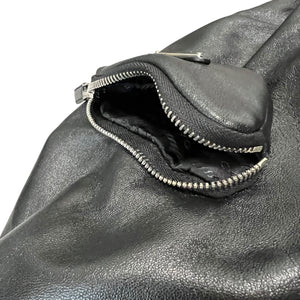 PRADA Raf Simons 21AW Rum Skin Triangle Nappa Leather Oversized Bomber Jacket