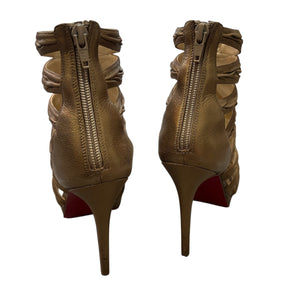 Christian Louboutin Metallic Bronze Leather Tinazata Cutout Sandals