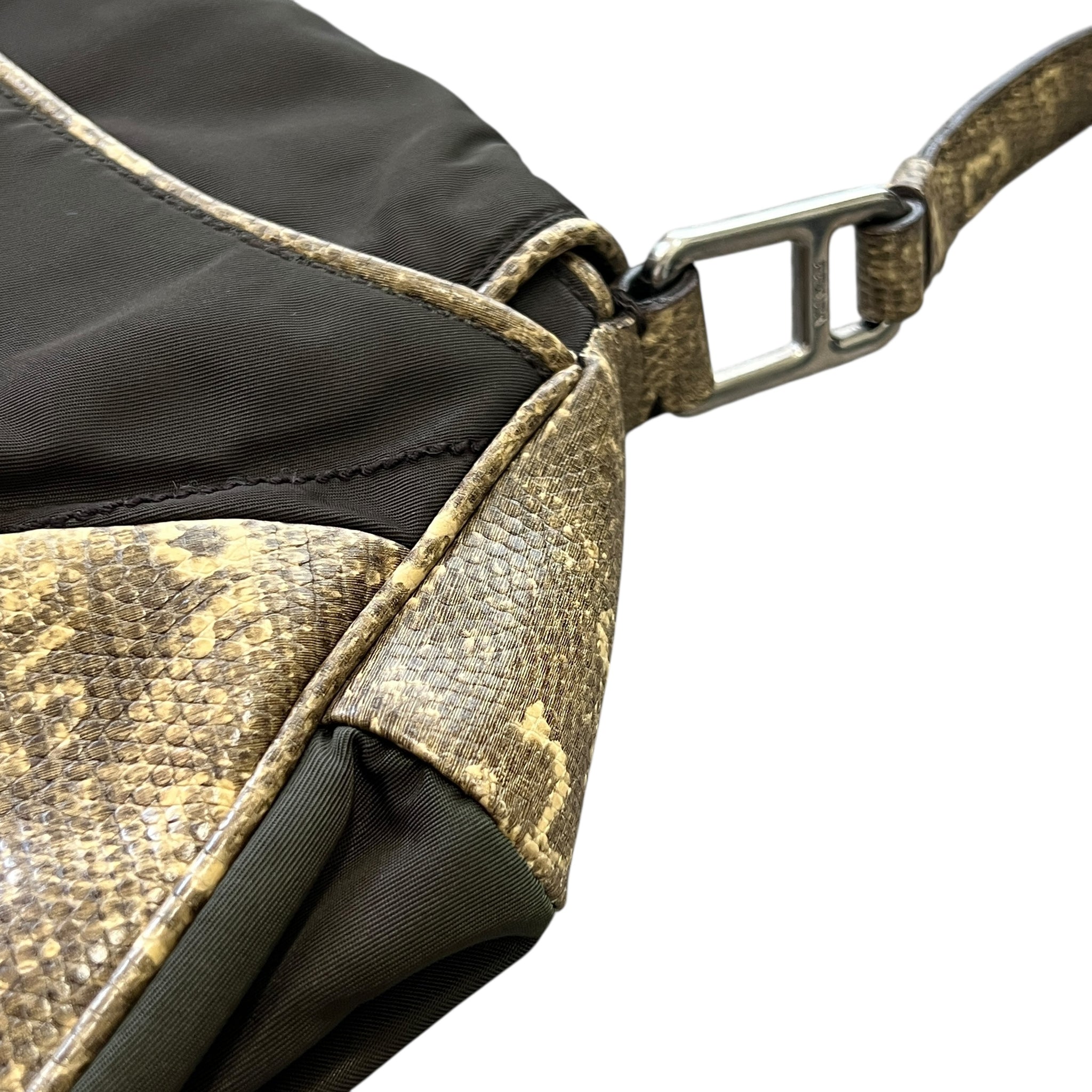 PRADA Vintage One Shoulder Bag Python Embossing  Tessuto Nylon × Leather
