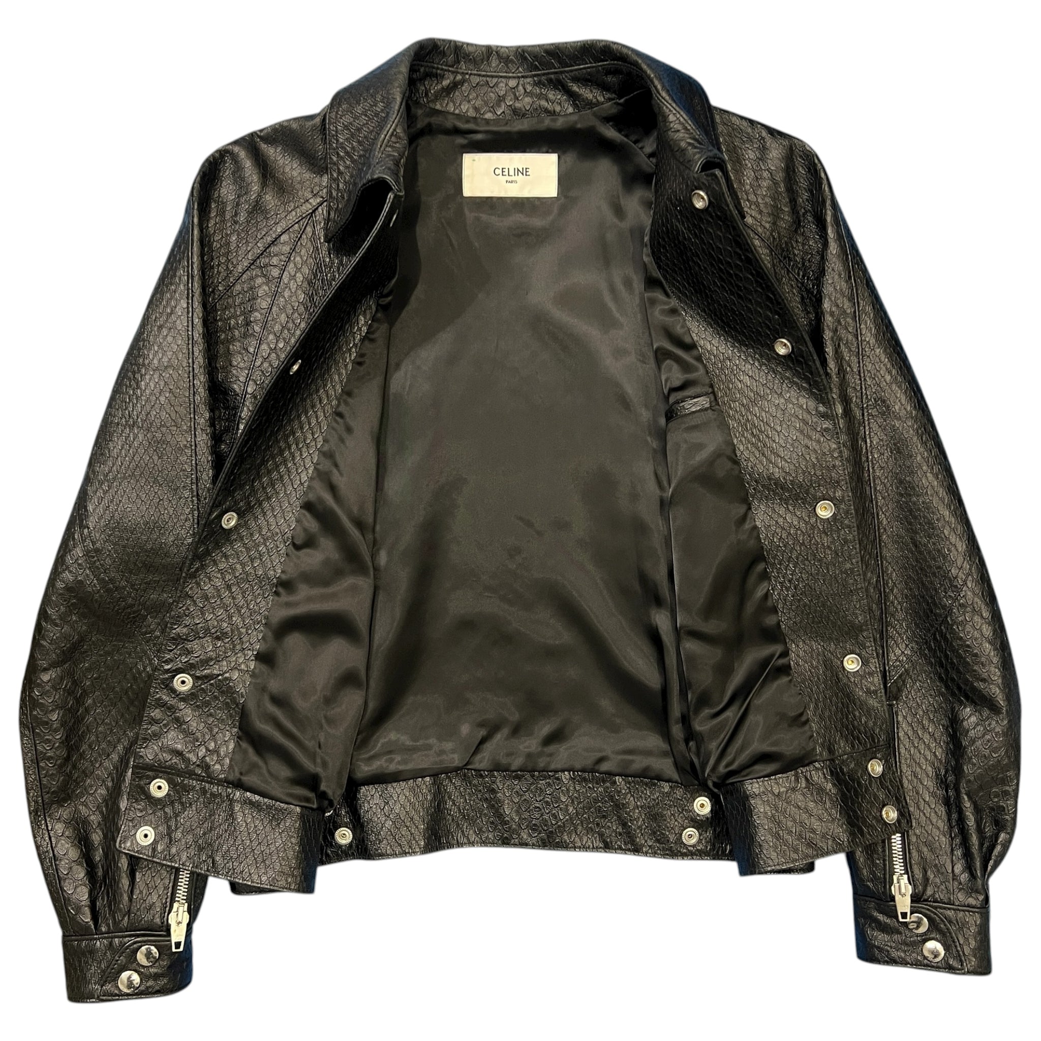 CELINE 2019AW HEDI SLIMANE First Collection Python Embossed Leather Jacket