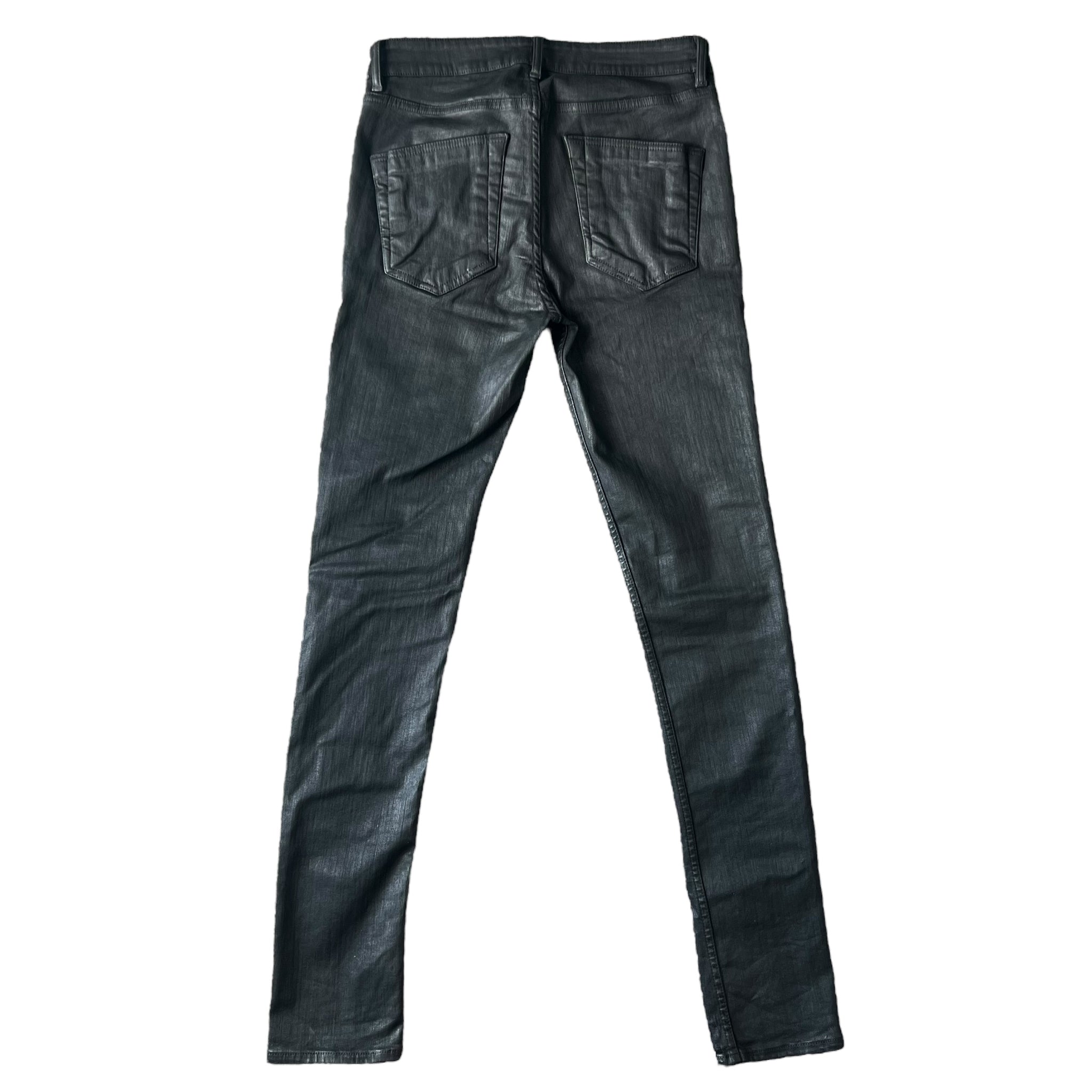 RICK OWENS 20AW DRKSHDW black wax coated tyrone slit cut SBW