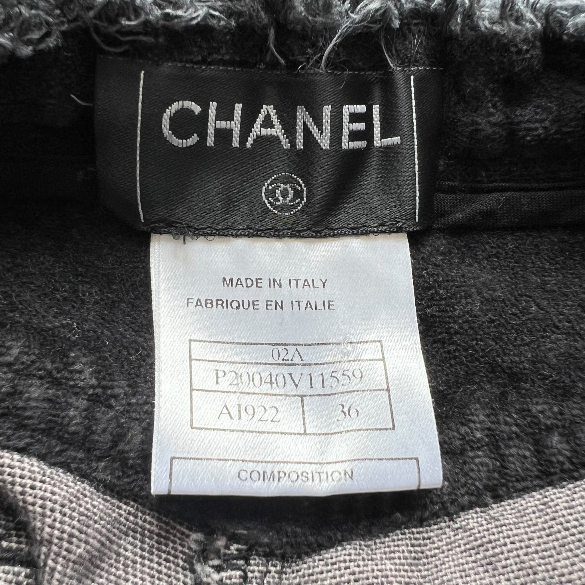 CHANEL COCO MARK VELOR TWEED BELT PANTS