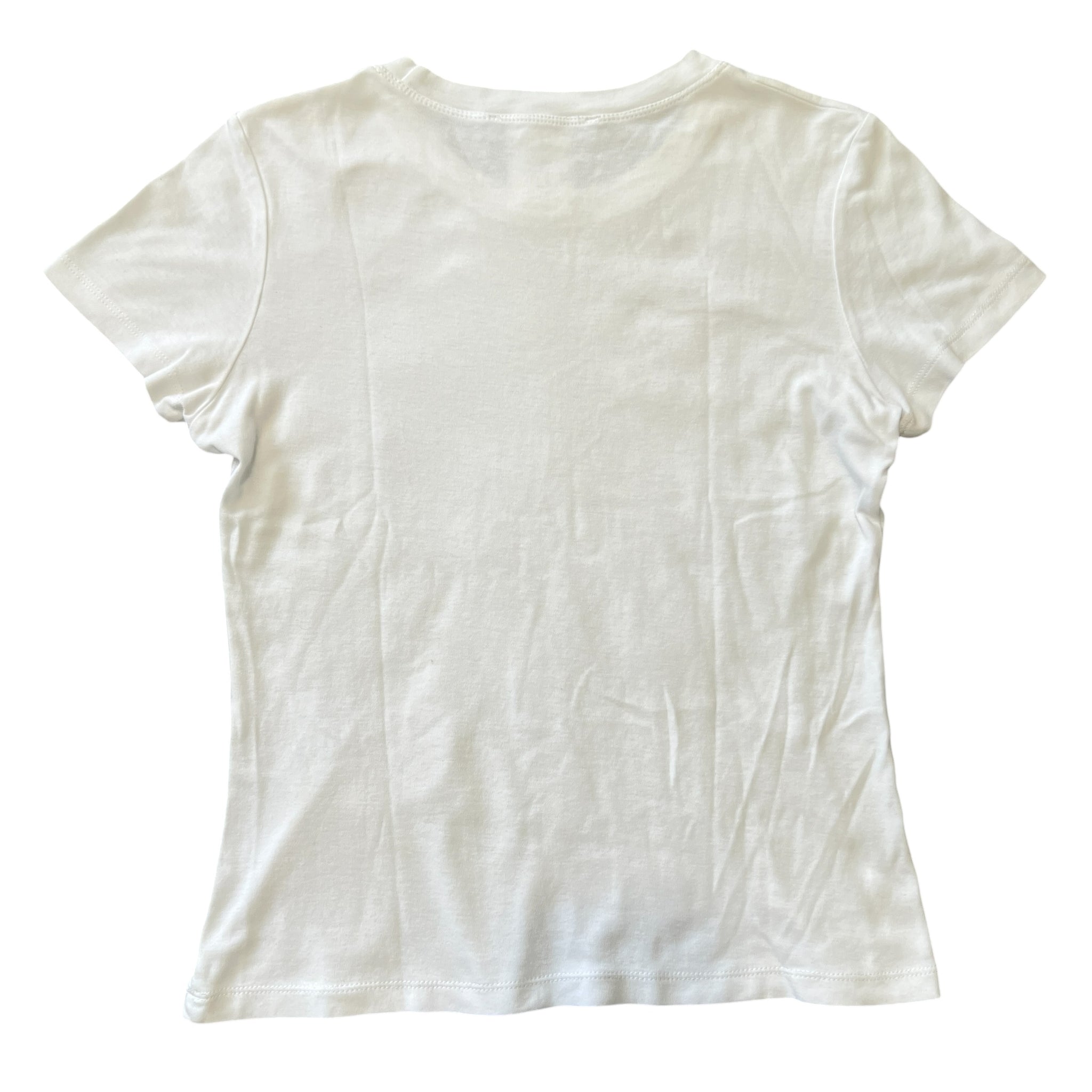 Christian Dior × John Galliano 2005SS Floral Embellished Rhinestone T-Shirt White