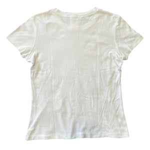 Christian Dior × John Galliano 2005SS Floral Embellished Rhinestone T-Shirt White