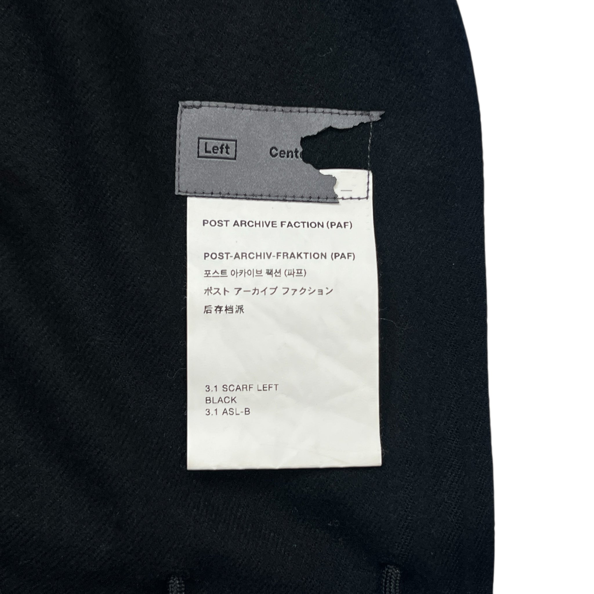 POST ARCHIVE FACTION (PAF) '3.1 SCARF LEFT' Multiple Ropes Cashmere Scarf