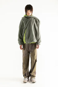 POST ARCHIVE FACTION (PAF) 4.0+ 'CENTER' HOODIE / OLIVE GREEN