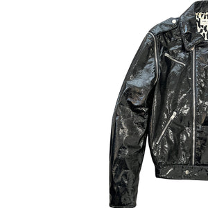 SAINT LAURENT HEDI SLIMANE 2015AW Leopard Patents Leather 2way Docking Double Riders Jacket