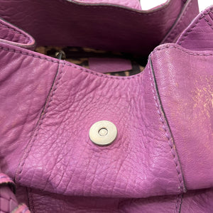 DOLCE&GABBANA Purple Metal Logo Plate Hand Bag Pouch