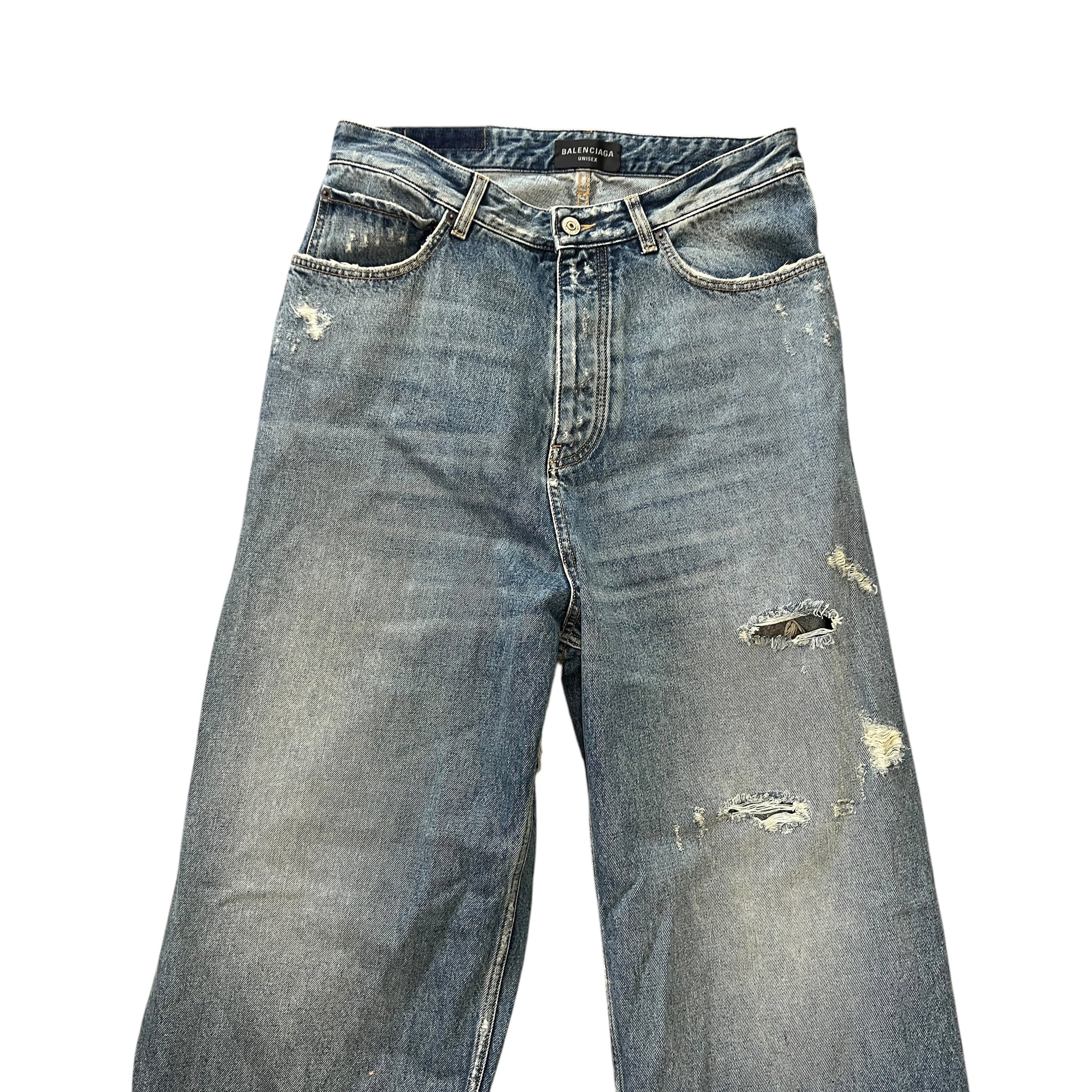 BALENCIAGA 2023SS Super Destroyed Large Fit Baggy Denim Pants