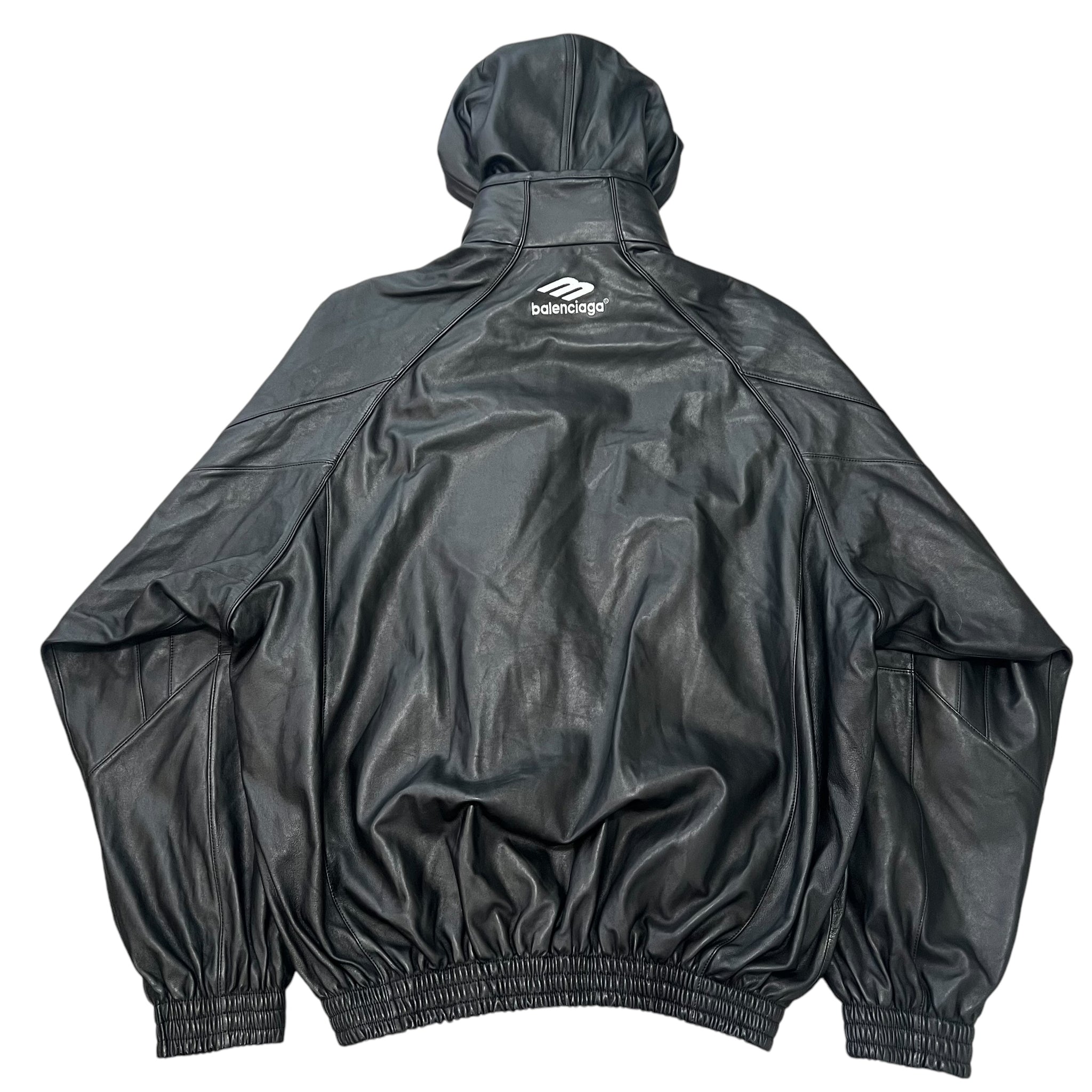 BALENCIAGA 2022AW 3B Sport Icon Tracksuit Leather Jacket