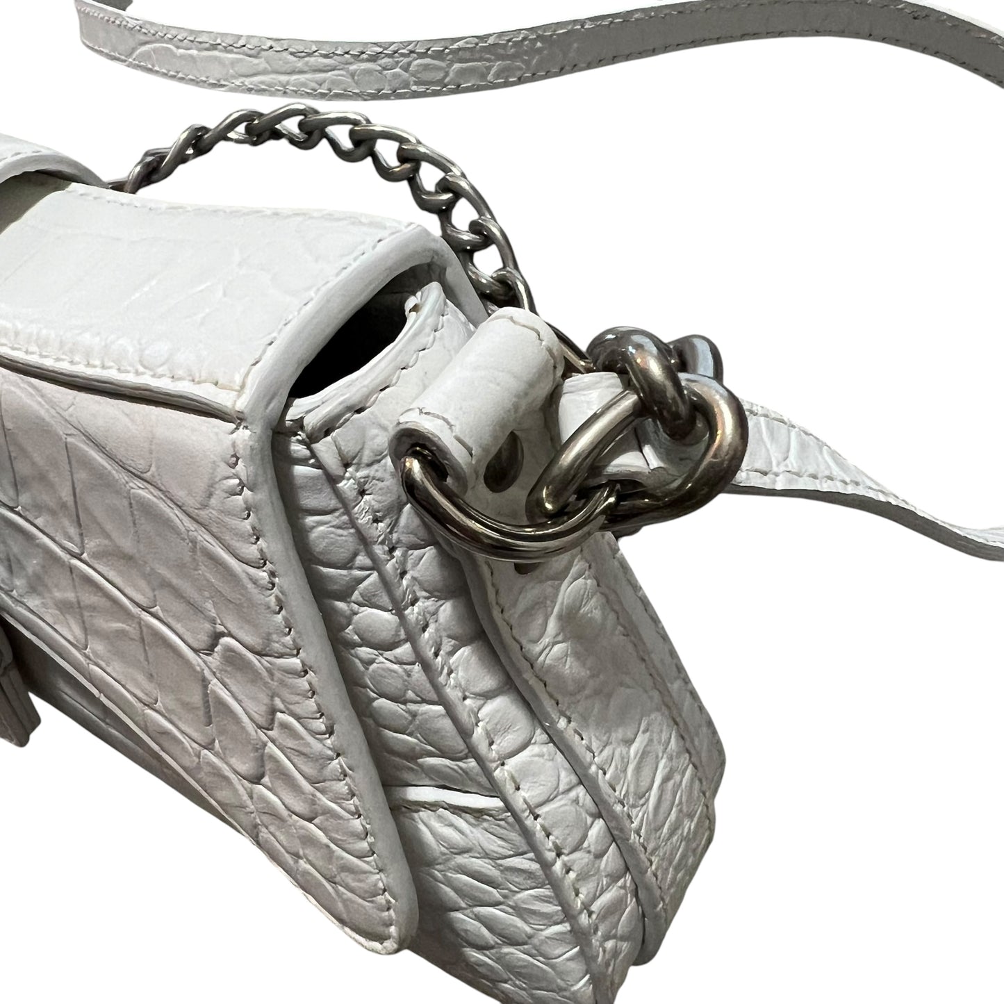 BALENCIAGA 2022AW Lindsay Crocodile Effect Leather Shoulder Bag