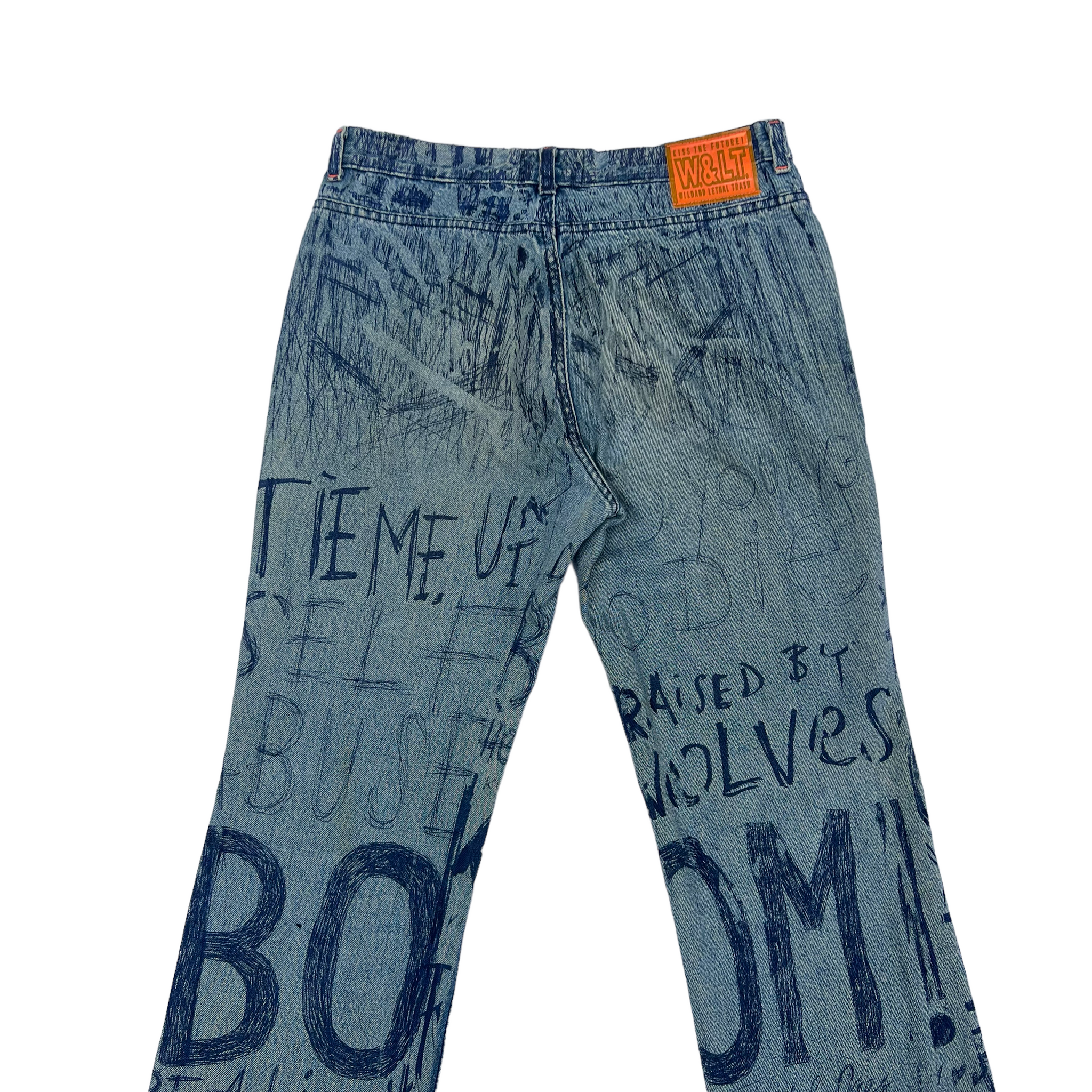 W&LT 1997AW GRAFFITI DENIM PANTS INDIGO WALTER VAN BEIRENDONCK W&LT 1997AW GRAFFITI DENIM PANTS INDIGO WALTER VAN BEIRENDONCK
