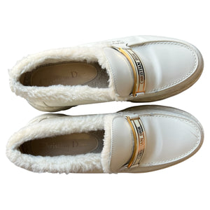 Christian Dior Logo Plate Shearling Lined Loafers