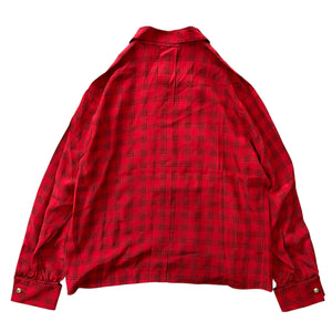 CHANEL 90's Tartan-Check Silk Shirt Double-Breasted With gold chanel logo button