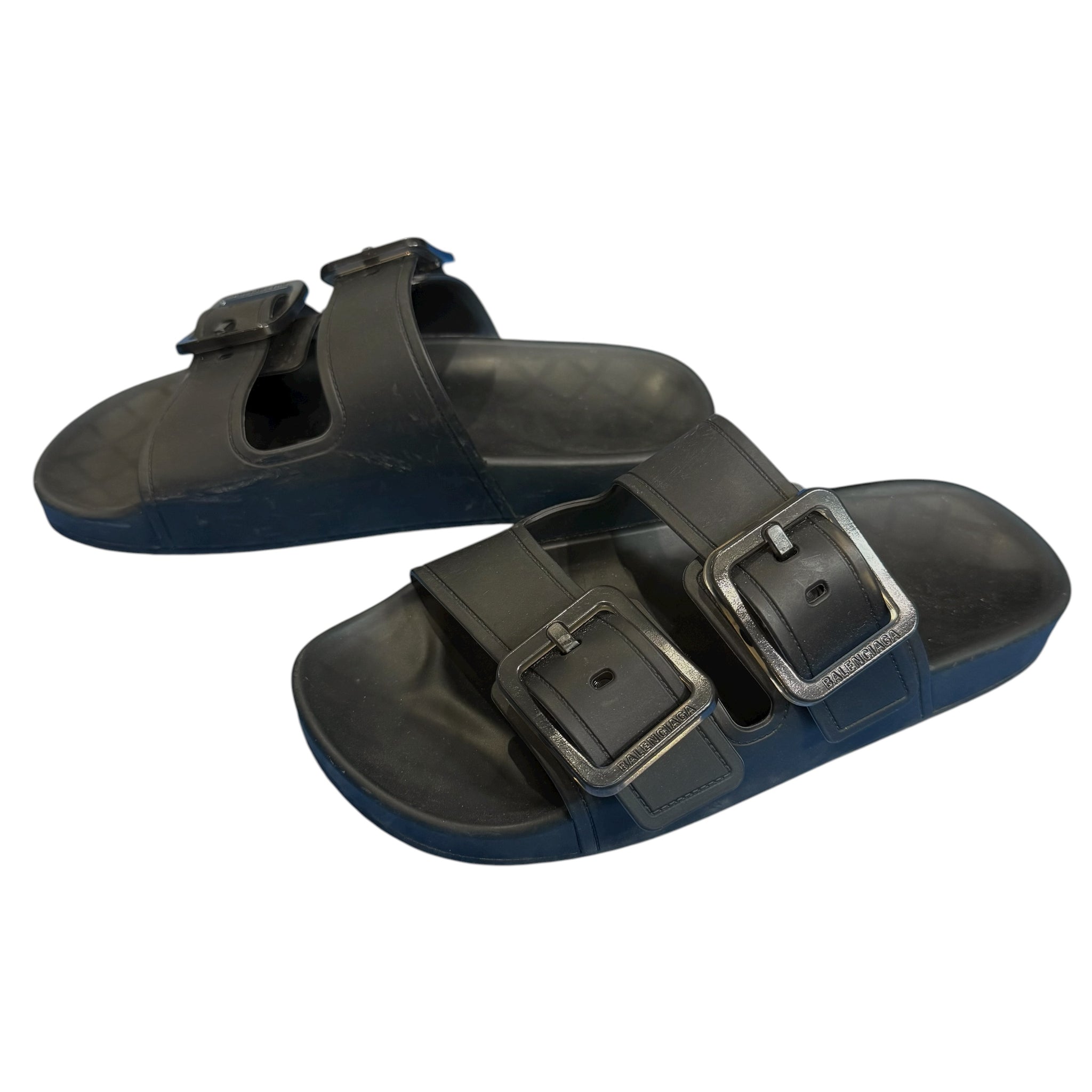 BALENCIAGA Two-Strap Leather Sandals black