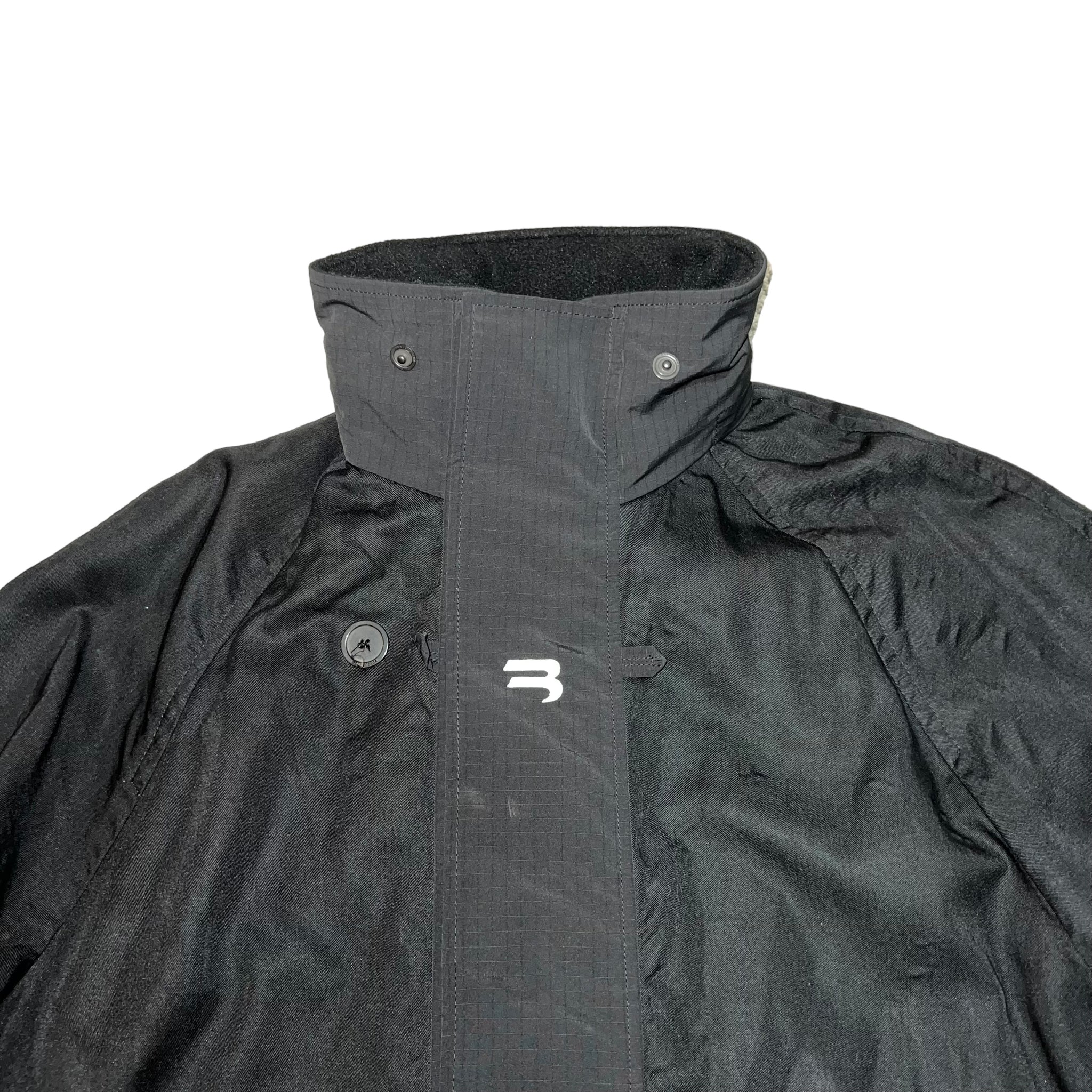 BALENCIAGA 2021AW OVERSIZED HYBRID NYLON/ COTTON TRENCH HOODED COAT JACKET