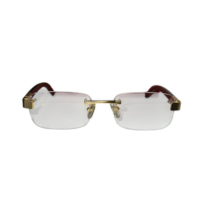 Cartier VIintage Wood Eyewear Rimless Square Glasses