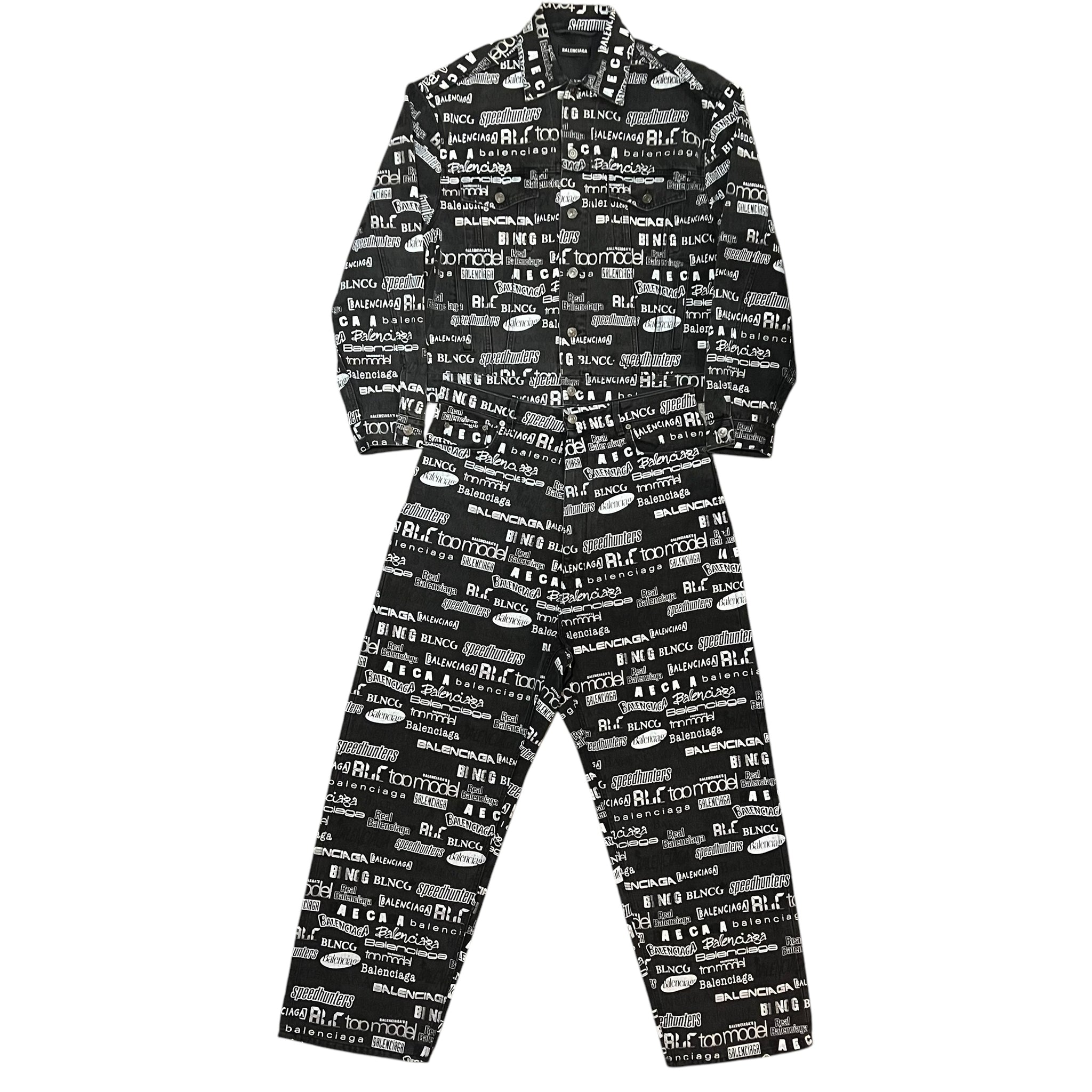 BALENCIAGA 20AW MULTI LOGO DENIM JACKET