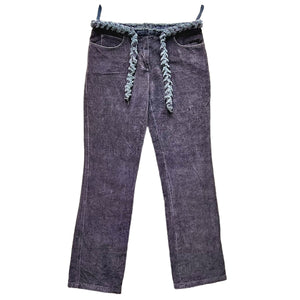 CHANEL COCO MARK VELOR TWEED BELT PANTS