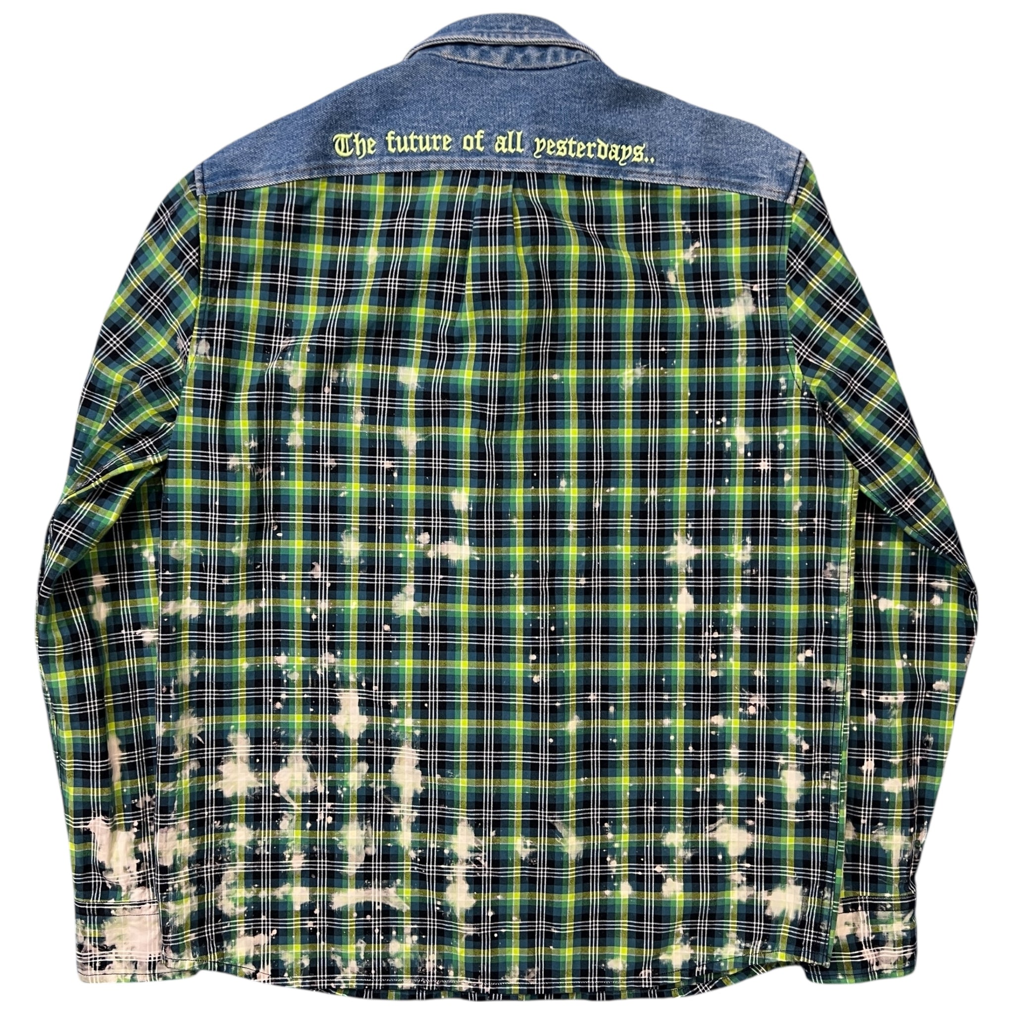 DIESEL Men's S-MOON-CHECK Embroidery & Treated Combination Shirt