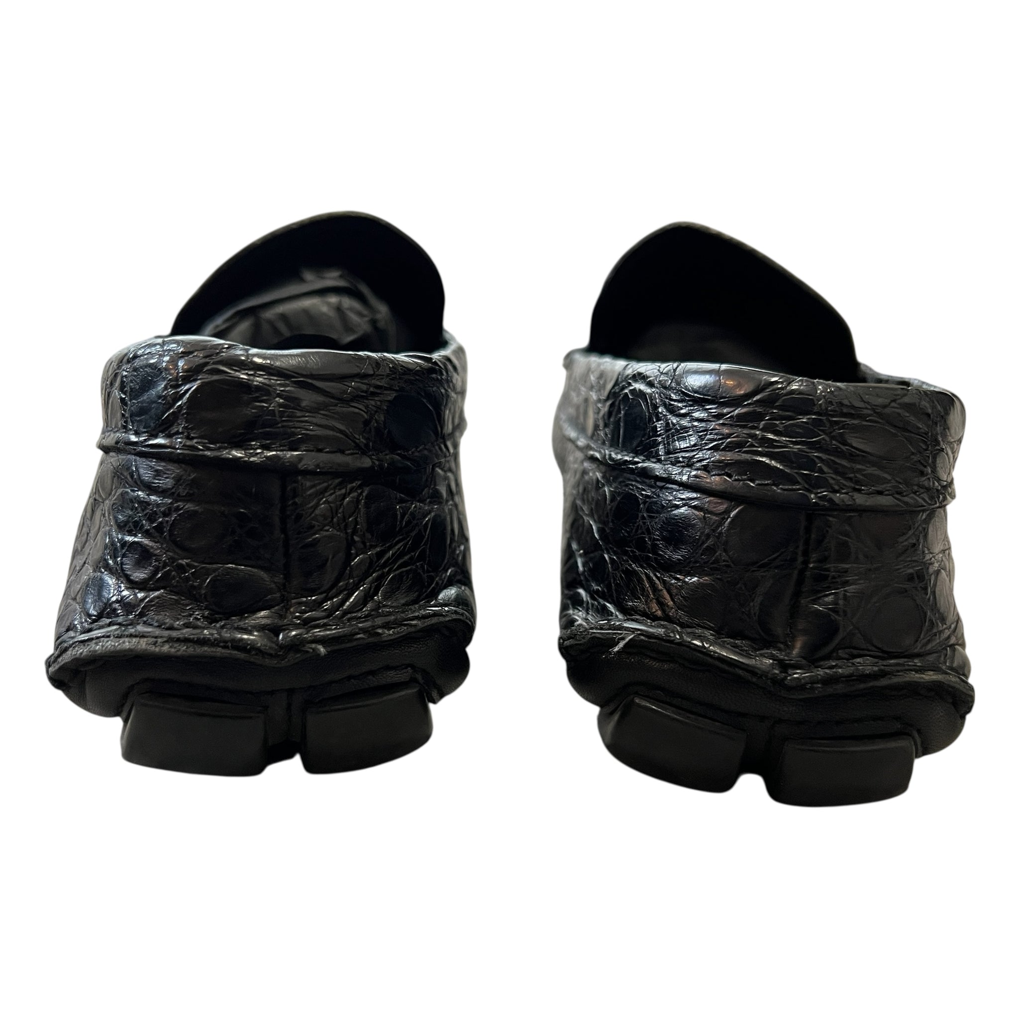 PRADA Crocodile-Embossed Leather Loafers