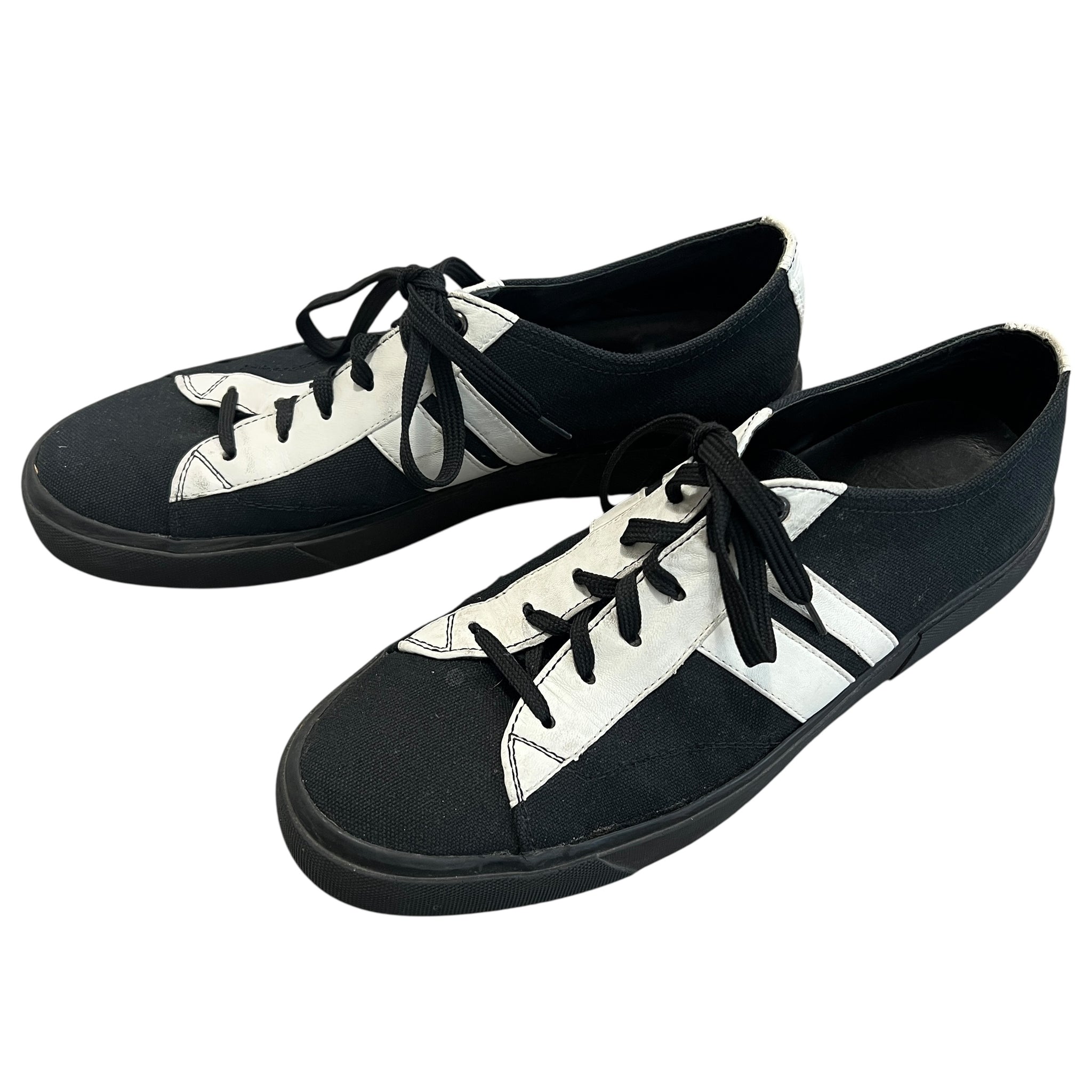 HELMUT LANG 1998 Canvas and Leather Combination Sneakers Black