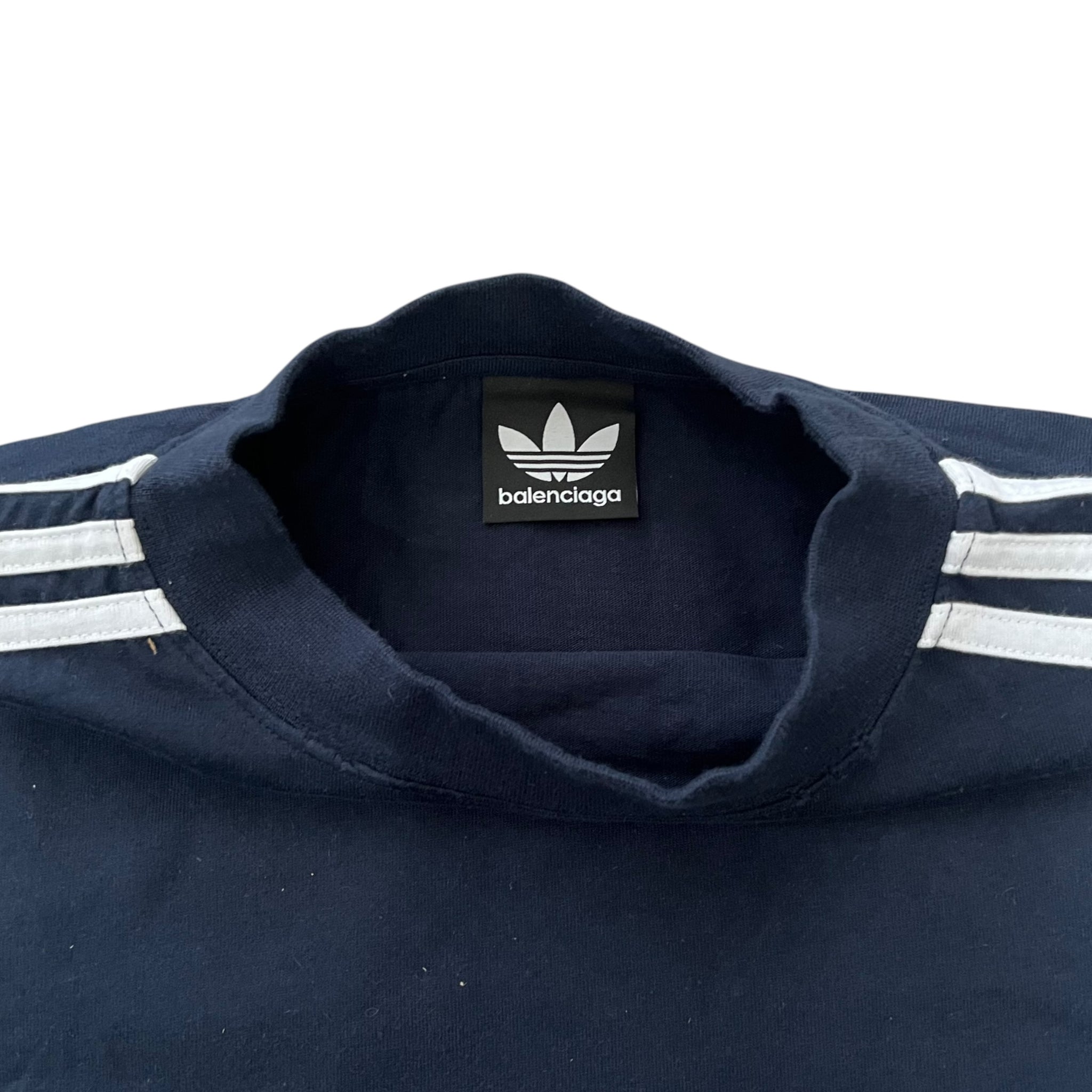 BALENCIAGA adidas 2022AW Distressed Three Line Logo Cotton L/S Shirts