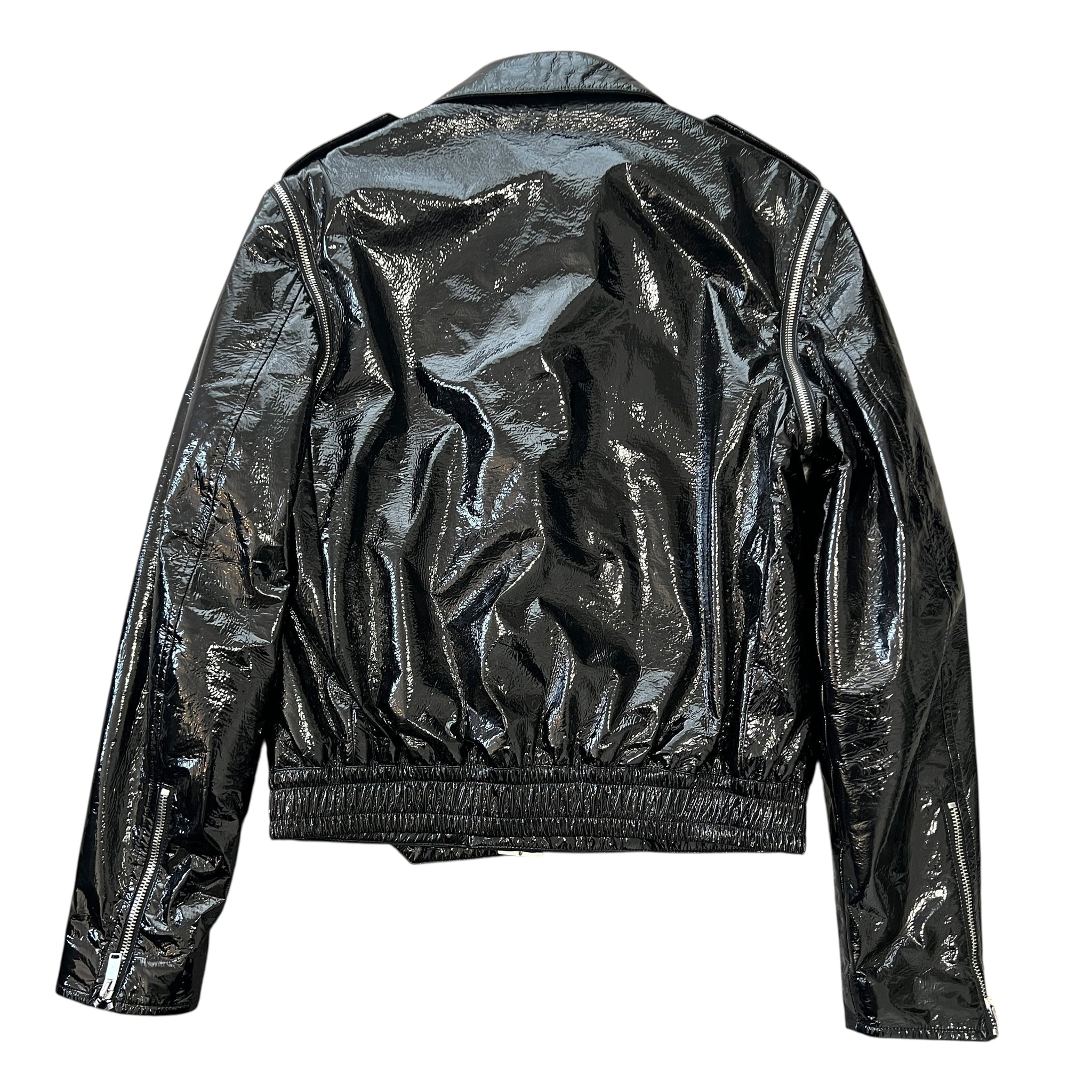 SAINT LAURENT HEDI SLIMANE 2015AW Leopard Patents Leather 2way Docking Double Riders Jacket