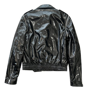 SAINT LAURENT HEDI SLIMANE 2015AW Leopard Patents Leather 2way Docking Double Riders Jacket