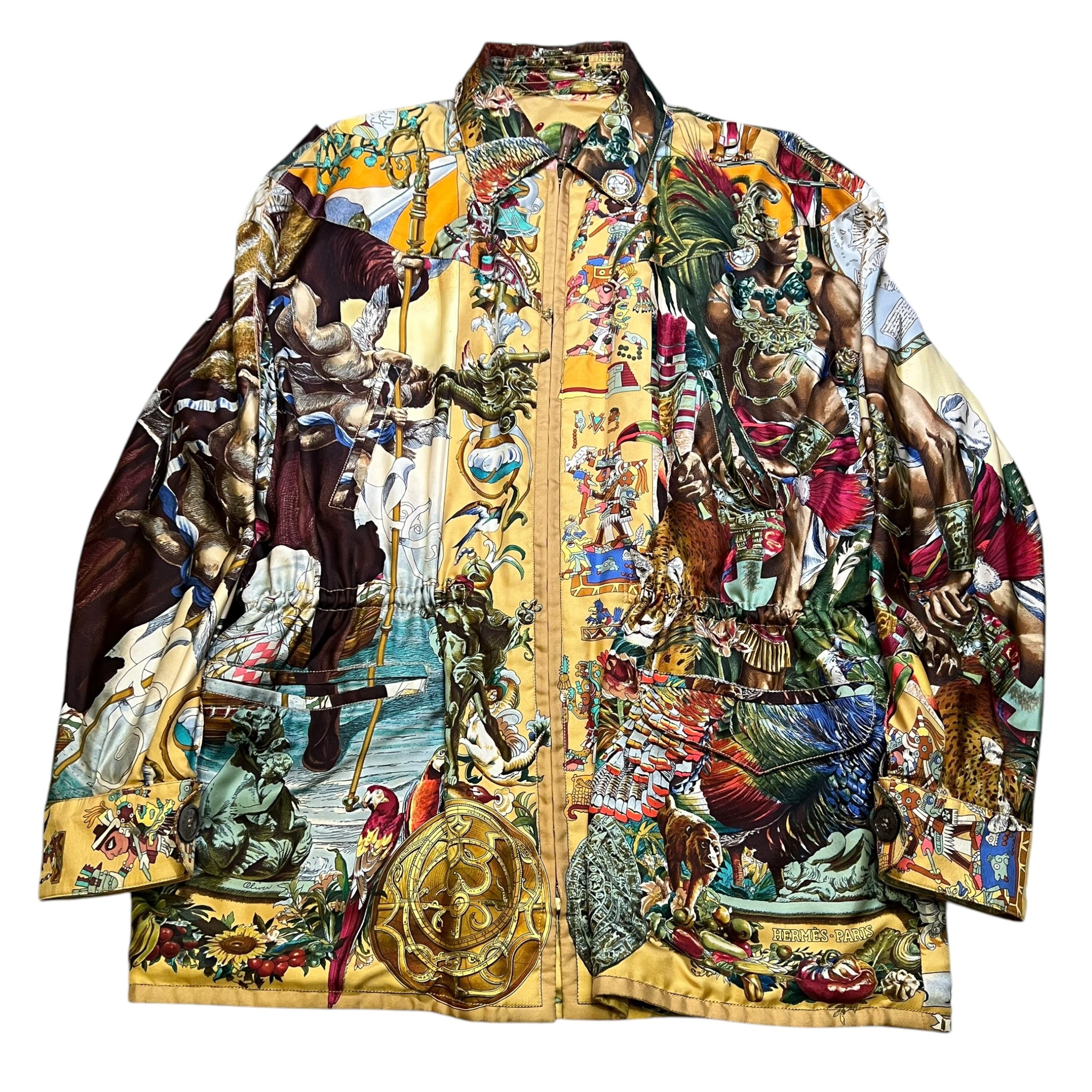 Hermes 1992 Hermes Rare historical silk r Reversible - Art by kermit Oliver