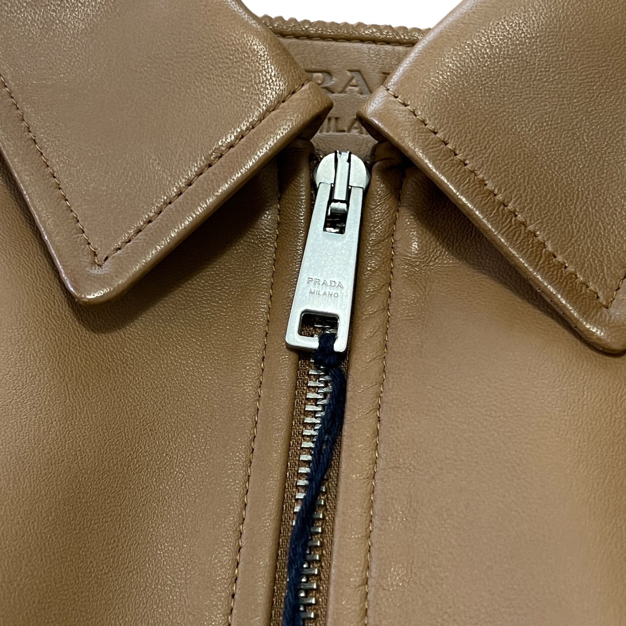 PRADA 2024AW RAF SIMONS Caramel Oversized Nappa Leather Bomber Jacket