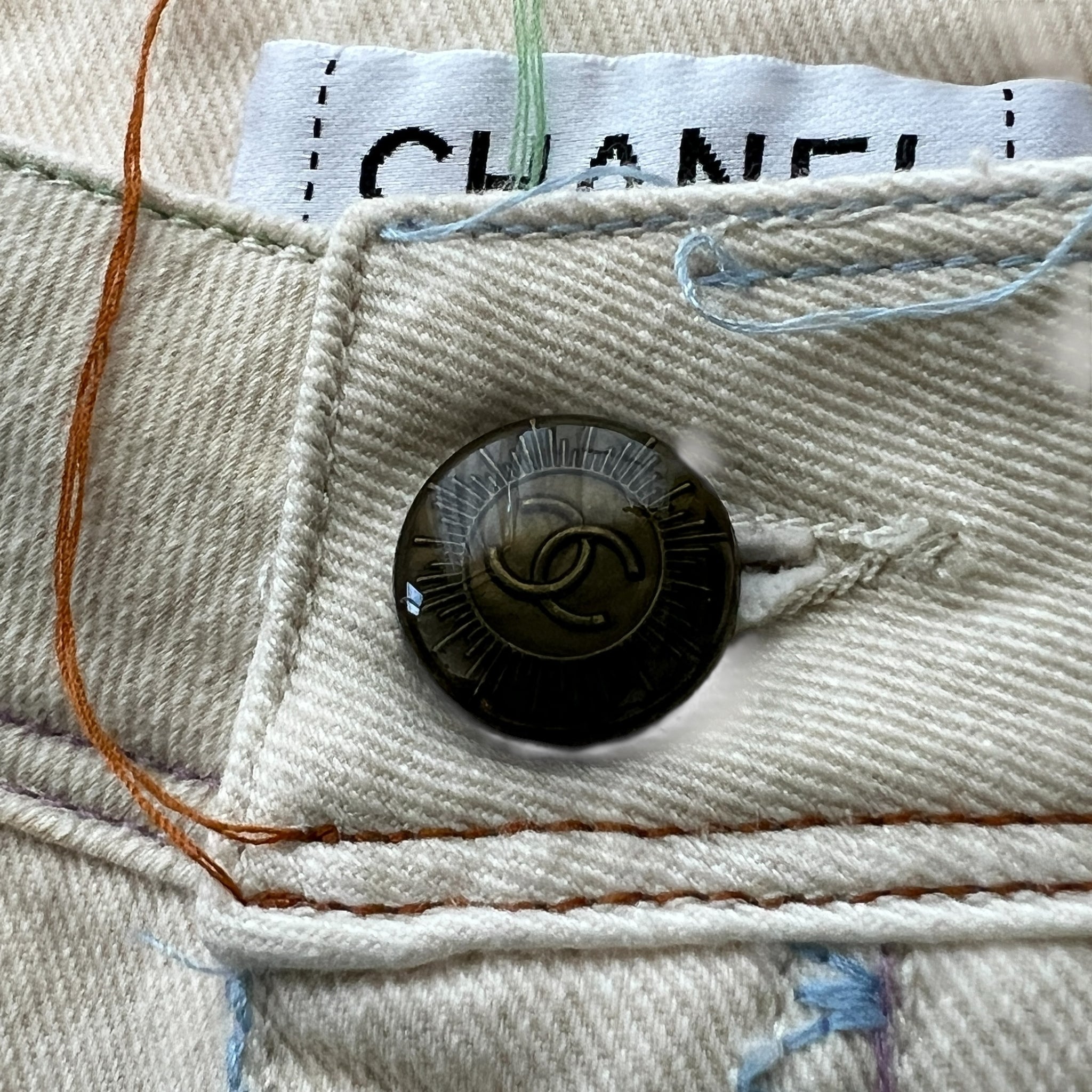 CHANEL Vintage Stitch Straight Denim Pants