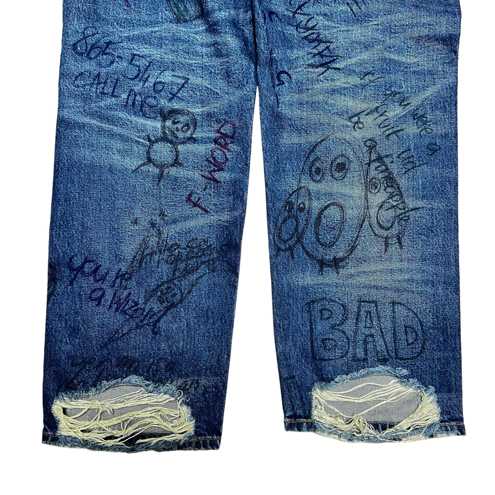BALENCIAGA 2022AW DISTRESSED HEM GRAFFITI JEANS