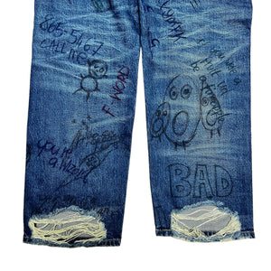 BALENCIAGA 2022AW DISTRESSED HEM GRAFFITI JEANS