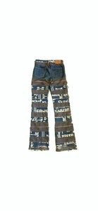 HYSTERIC GLAMOR HAGI DENIM ARABIC PANTS HYBRID STRIPED
