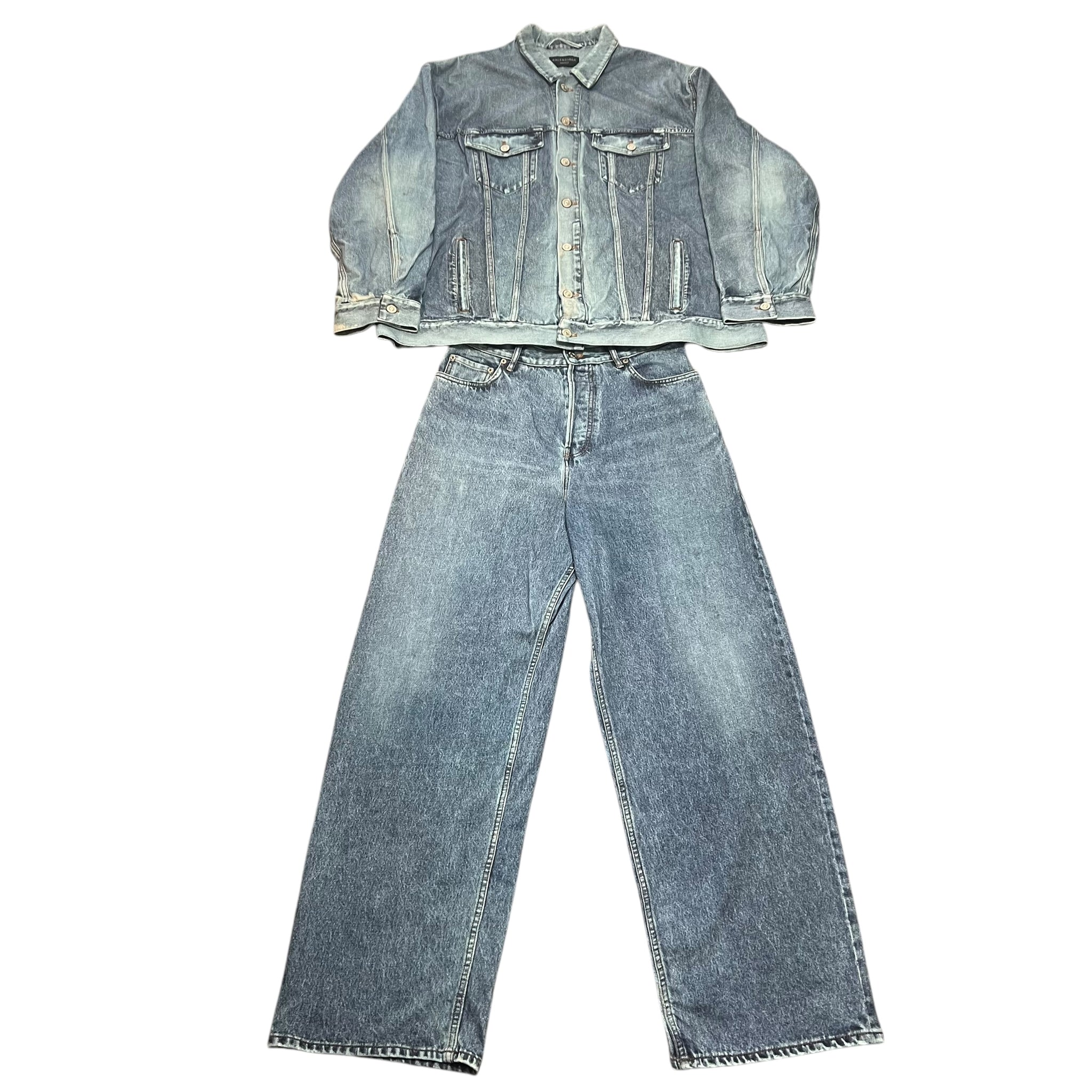 BALENCIAGA 2022AW Trompe l'œil heavy cotton jersey denim jacket