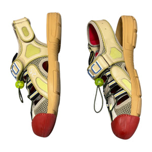 GUCCI Sherry Line GG Campus Velcro Mesh Leather Sandals